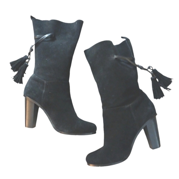 Very Volatile Suede Convertable Tassel Boots in Black Size 7 - Picture 11 of 11